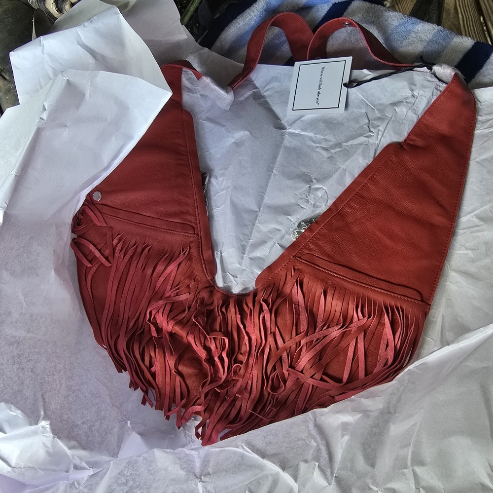 Red Fringe Leather Bag
